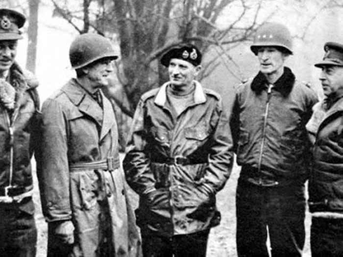 L-R: Gen. Miles Dempsey, Hodges, Gen. Montgomery, Gen. Simpson and Gen. Alexander. Simpson commanded the U.S. Ninth Army.