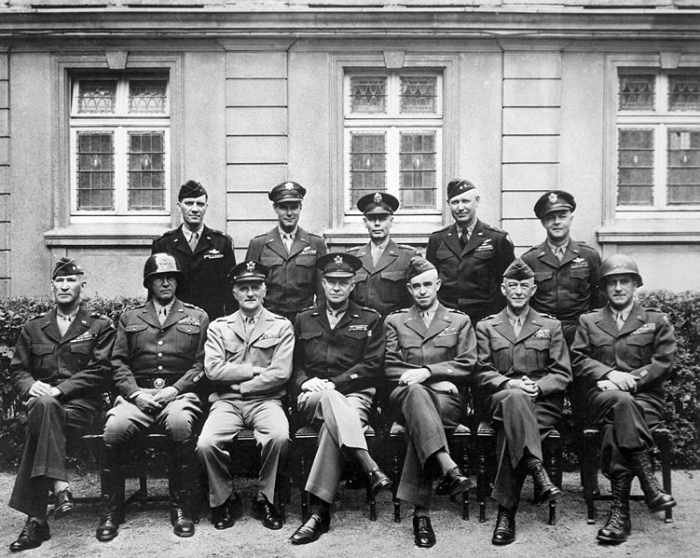 The Senior American Commanders in the ETO pictured at the end of the War. Gerow is in the first row, far right.