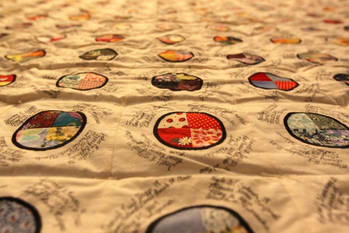 The names of 5,953 service members cover the beautifully-woven memorial quilts, which are displayed in honor of America’s lost heroes at Camp Pendleton’s South Mesa Club until Oct. 8. The eight World War II-inspired quilts were made by Elaine McDonal