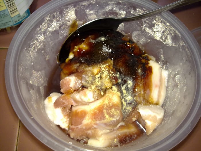 Mix all the sauces together with the sliced pork belly. Marinate for at least 20-30 minutes