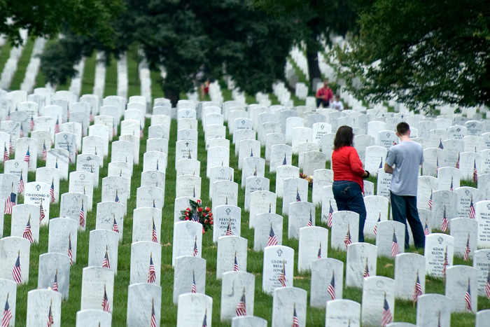 Approximately 400,000 active duty military and veterans from as far back as the civil war are buried at Arlington National Cemetery.