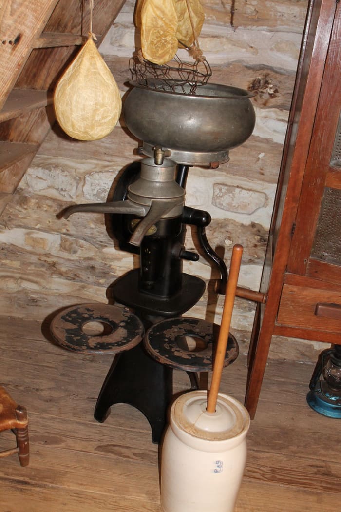 Cream separators like pictured were very common on the farms. They separated the cream from the whole milk.