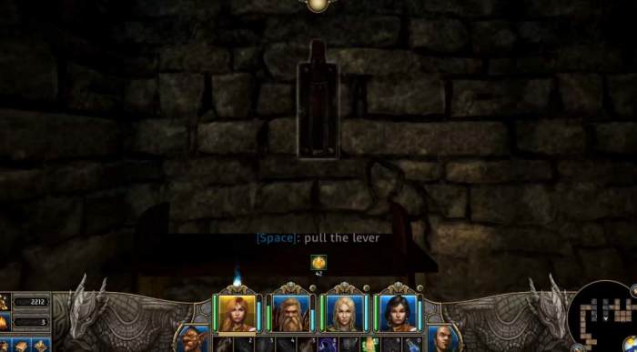 The location of the important levers are in the two straight rooms (coloured grey in the mini map on the right bottom corner). Reach them and activate the levers to get to castle portmeyron level 2.