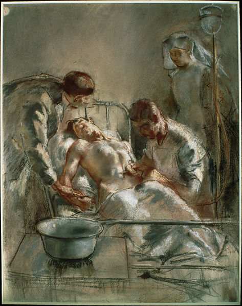 Painting - Saline Infusion: An incident in the British Red Cross Hospital, Arc-en-Barrois, 1915 by Henry Tonks