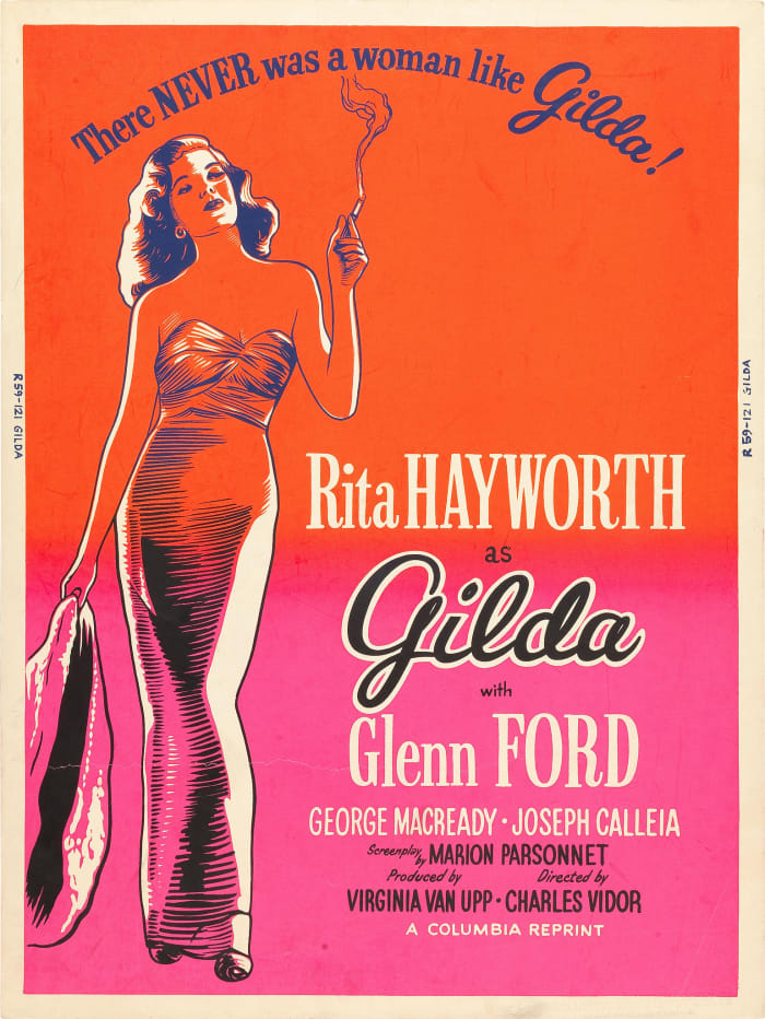 Gilda (Columbia, R-1959) Day-Glo Color Poster (30" X 40") Rita Hayworth, Glenn Ford