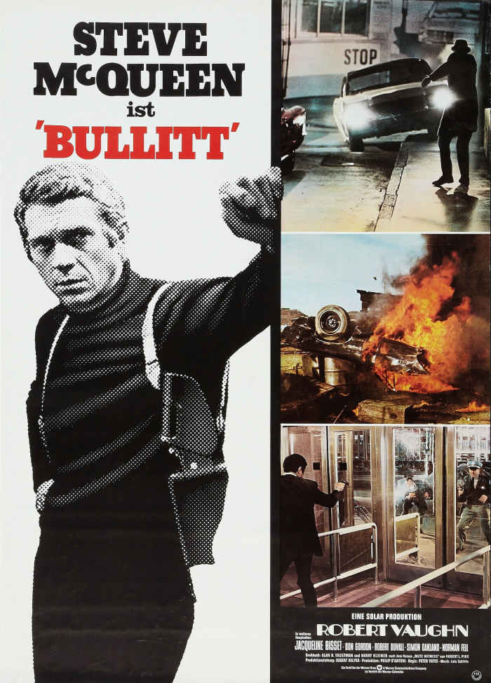 Bullitt (Warner Brothers, R-1974) German A1 (23" X 33") Steve McQueen, Robert Vaughn, Jacqueline Bisset