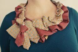 Tricia from Oh So Crafty shares a different take on the pleated scarf made by many others. I really like the combinations of two neckties and the not-so-linear style of pleatng she uses for a lovely ruffled look.