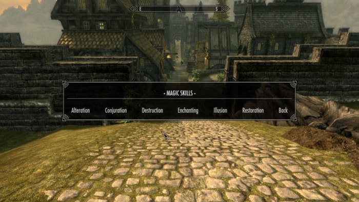 Examples of magic major skills that a characters can choose while creating a custom class using the Character Creation Overhaul mod by Syclonix. Picture courtesy of Skyrim Nexus, Bethesda and Zenimax.