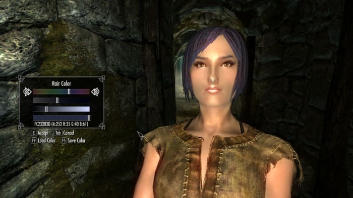 The Race Menu mod gives you a far greater range of colours to choose from when creating your character. Picture courtesy of Skyrim Nexus, Bethesda and Zenimax.