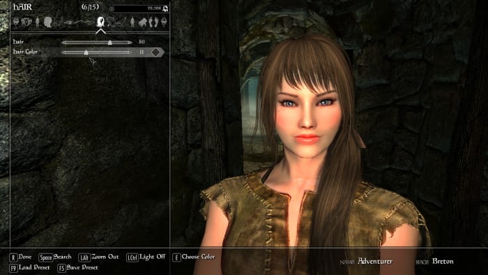 An example of a beautiful Skyrim Player Character created using a number of high quality texture replacement Skyrim mods.