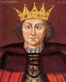 King Stephen, female line (X) Plantagenet descendent, succeeded by Matilda empress' son, Henry I.