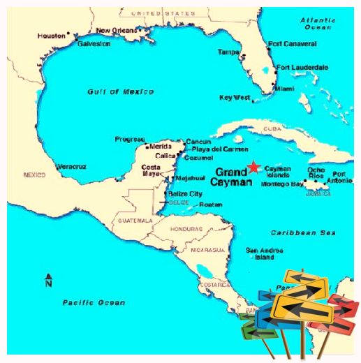 The Cayman Islands are located just south of Cuba. It is just a short 1 1/4 hours flight from Miami International Airport.