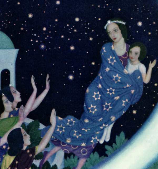 Here we show a portion of '"Good-bye, Astrella! Good-bye, Perdita!" they called' - it is from the suite by Edmund Dulac published in "The Daughters of the Stars" (1939).