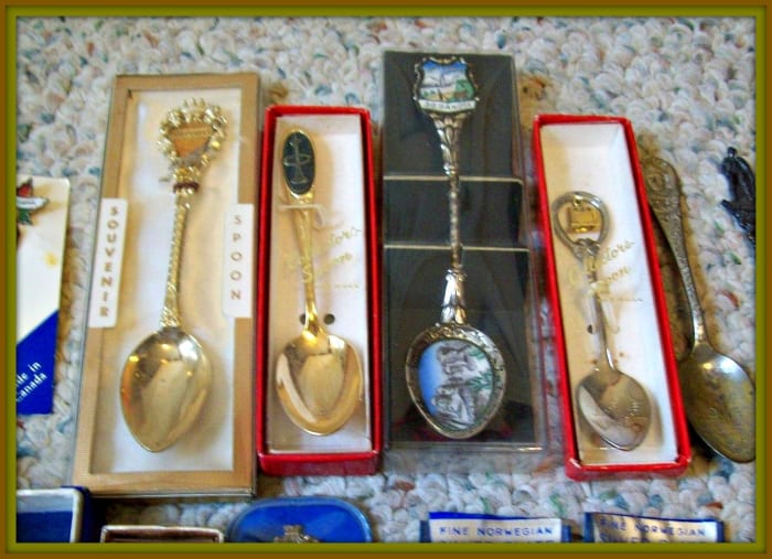 Souvenir Spoons come in gold, silver, plated copper & bronze, and even pure pewter. Each one has a story to tell about some far off land, or exciting destination. Most are works of art.