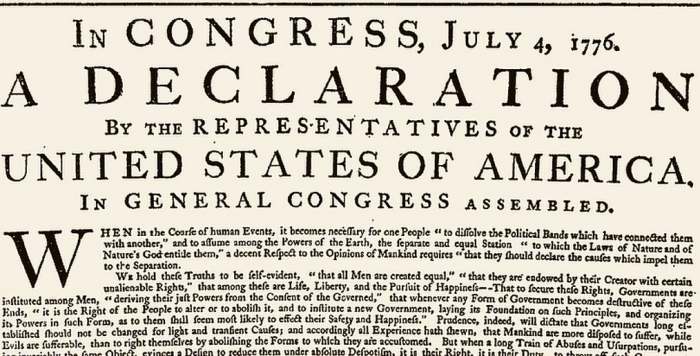 'No taxation without representation. The American Declaration of Independence in 1776. This is about when American spelling departed company with its English 'uncle'. It was around this time that English at home underwent a standardisation process