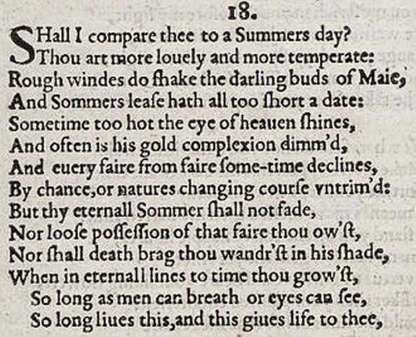 Shakespeare's sonnet of 1609, the next stage in the development of Middle English - progress can be seen, to a more recognisable modern form