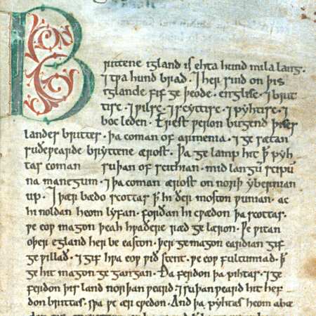The introductory page to the Anglo-Saxon Chronicle, the grandfather of English writing and thinking