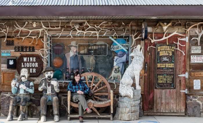 American photographer, Carol M. Highsmith could not resist getting photographed with Old West friends at the White Wolf Saloon Douglas near the annual Wyoming State Fair.