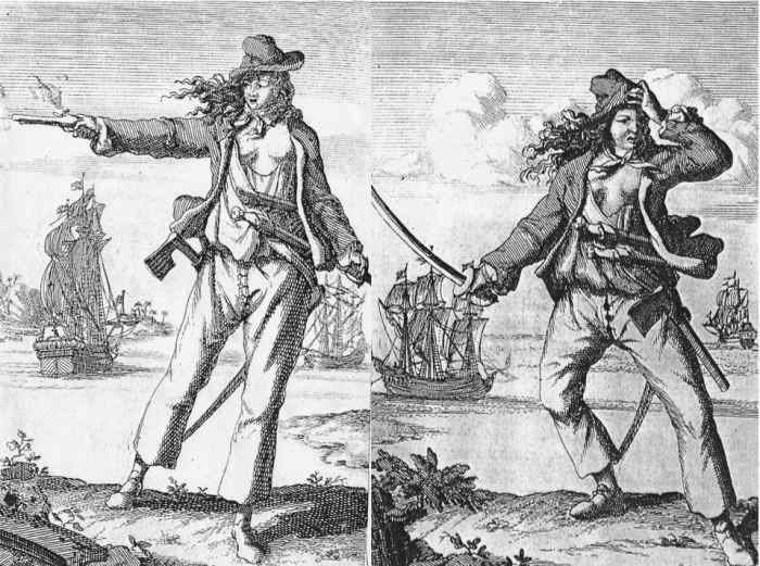 Anne Bonny and her pirate pal Mary Read. While Anne dressed for her femininity, Mary was known to dress as a man, with few knowing her secret that she was actually female.