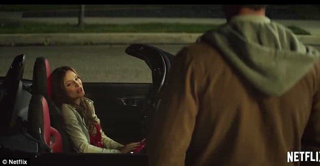 Casually sitting outside the party Tyler met her at is Holly played by Bella Thorne. #bunnyboiler #movies #thriller