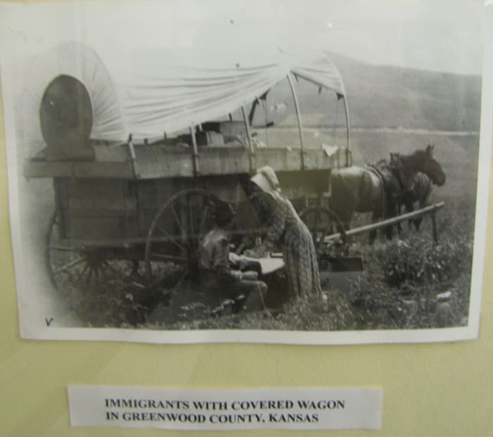 My ancestors arrived in Kansas in a covered wagon similar to this one. They lived the life of pioneers and probably had a frugal Christmas just like the Ingalls family did in the Laura Ingalls Wilder stories.