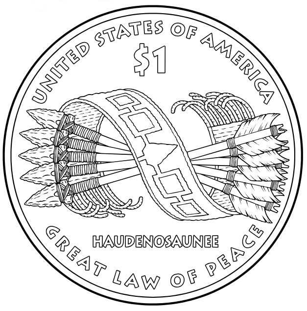 Free Native American Coloring Pages of US Mint One Dollar Coins