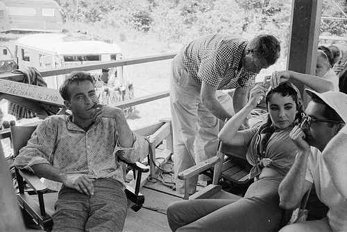 Montgomery Clift and Elizabeth Taylor on location in Indiana while filming Raintree County, February 1958.