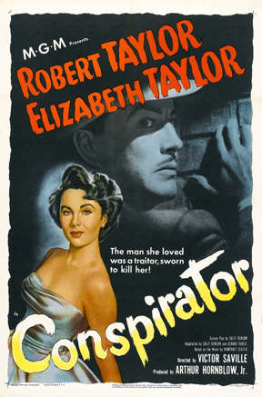 Elizabeth Taylor, 16, plays romantic lead opposite Robert Taylor, 38 in Conspirator which incurs criticism because of their age difference.