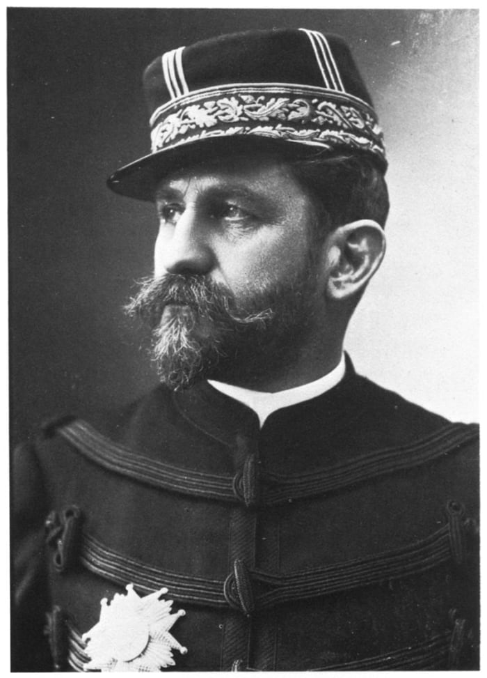 Boulanger, head of a populist movement which mixed both leftist and rightist ideas, and which threatened to overthrow the Third Republic. Still a source of debate over whether he can be defined as proto-fascist, as a leftist, as a rightist, etc.