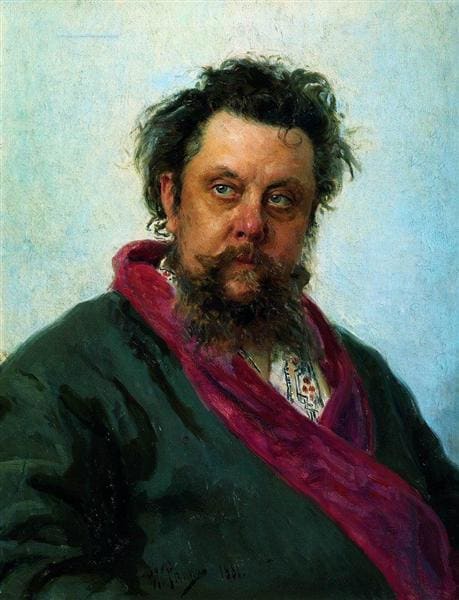 Painting of Mussorgsky by Ilya Repin, just a few days before his death.