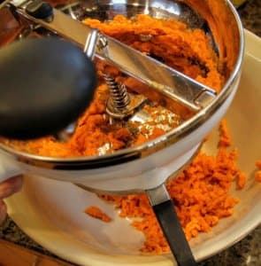 A food mill or "ricer" makes the difference between a light and fluffy filling, and the "blended" version. **Note** Don't go cheap on this purchase as you will be using it every holiday season.