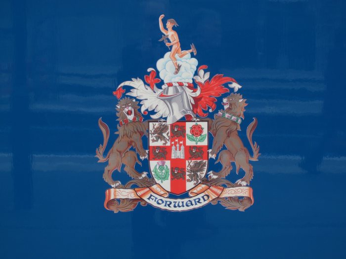 The LNER armorial, the coat of arms that incorporated the effigy of Mercury, messenger to the gods with the rose and thistle of England and Scotland (although the red rose is officially that of Lancaster, not York)