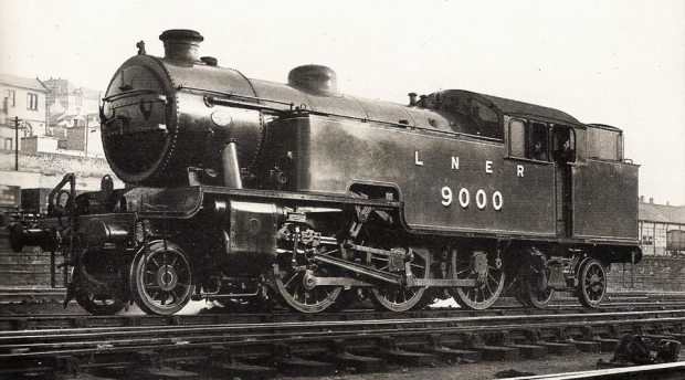 Class L1 2-6-4 tank locomotive no. 9000 retored to original livery - seen here at Gateshead near Newcastle-upon-Tyne