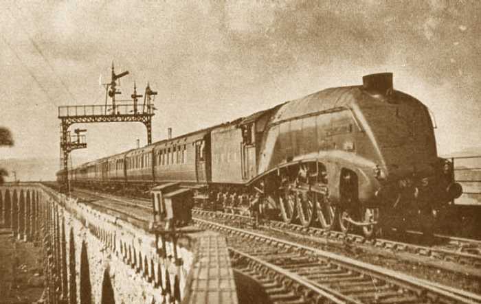 Another icon, streamlined Class A4 ('Streak') No.5 'Capercaillie'. Several were initially named after birds, some were re-named. This one in September, 1942 as 'Charles H Newton', and again in June, 1943 changed to 'Sir Charles Newton'