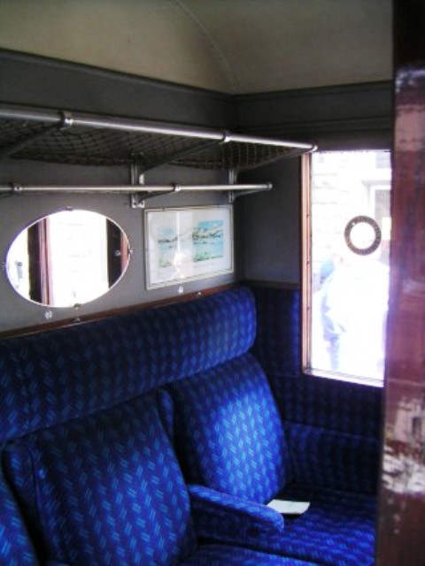 Interior Gresley non-smoking corridor 1st compartment with panorama views and highly chromed mirror frames
