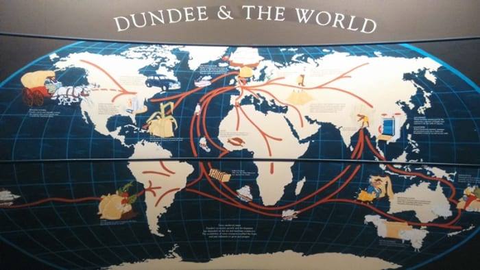 The rise of the jute industry in Dundee and the export of raw jute from the Indian subcontinent. Dundee & The World - Exhibition London