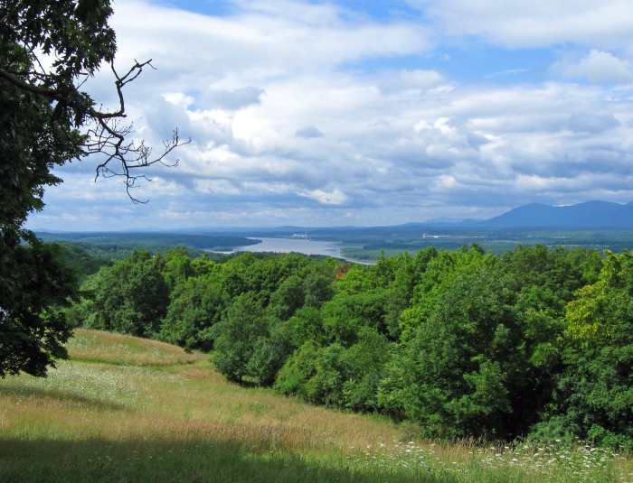 "View of Hudson River and Catskills from Olana, home of Hudson River School artist Frederick Church" . . .