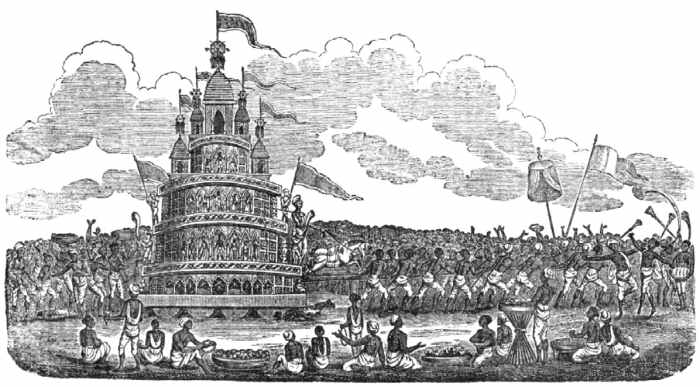 Ratha Yatra: the Journey of the Chariot bearing the huge deities surrounded by thousands of devotees.
