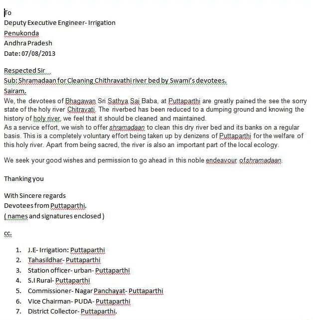 The letter to all local authorities so that there are not 'official' problems in the future.