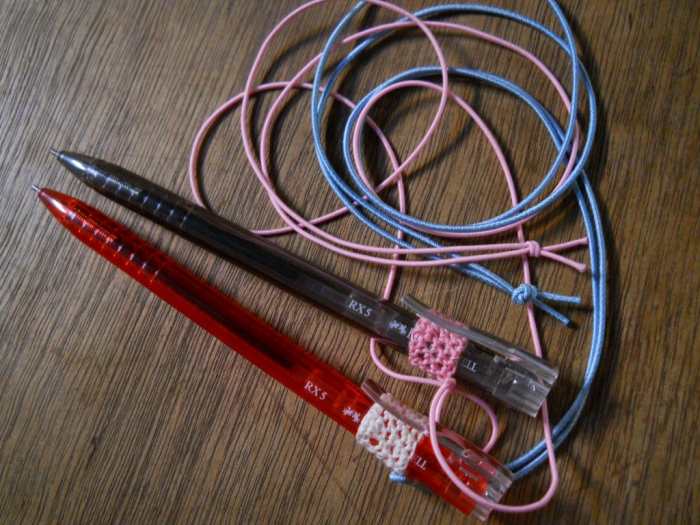 These are my very own NEVER LOST pen holder necklaces. They keep me sane in the office. I always know where my pen is.