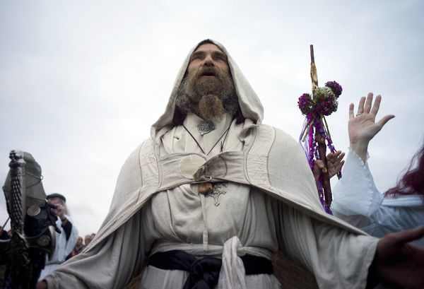 This is the sort of image we associate with the druids, this one at Stonehenge, summer solstice, 2011 - courtesy National Geographic