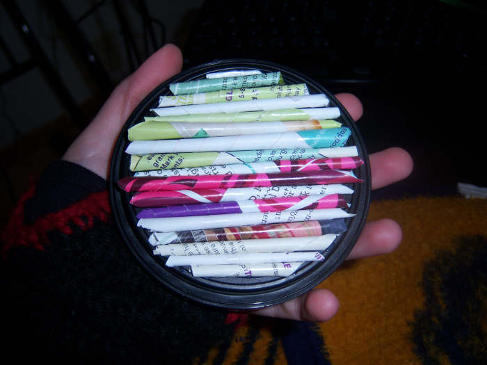 The lid after I'd finished with the magazine. I was actually tempted to leave it like that, but it seemed too raw to go with the rest of the piece.