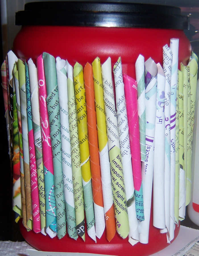 This is how the can looked after I'd finished gluing the tubes onto it. The edges are very uneven, but they were easily hidden in the end.