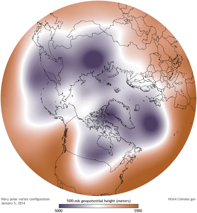 Wavy polar vortex configuration.