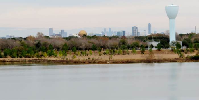 View of Chong Hua Sheng Mu Holy Palace & Distant Galleria Buildings from Archbishop Joseph Fiorenza Park