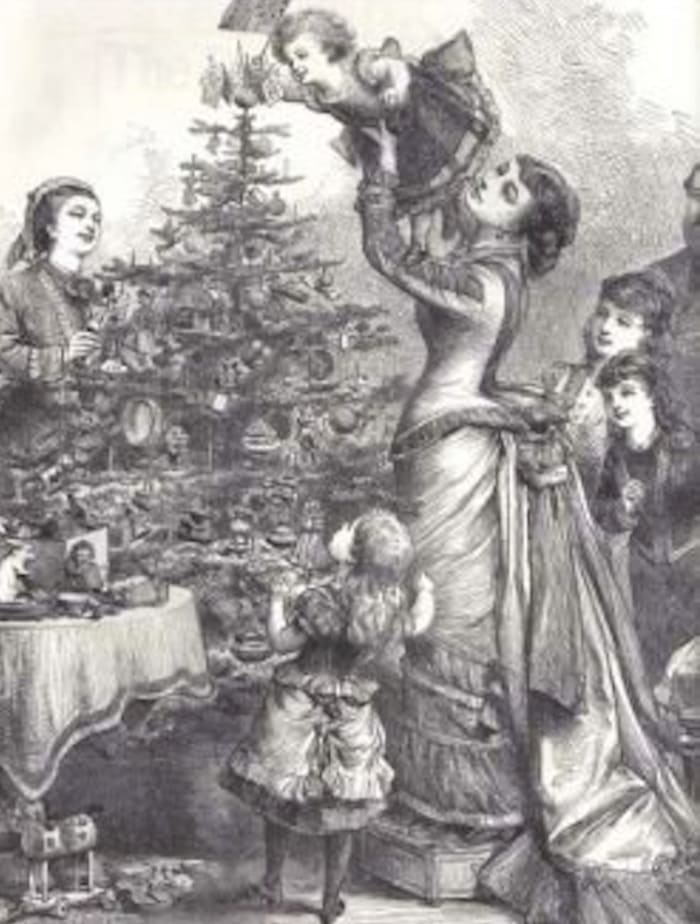 The custom of elaborately decorated Christmas trees was popularized in the U.S. by the Victorians and epitomizes the exhuberant Victorian love of opulence.