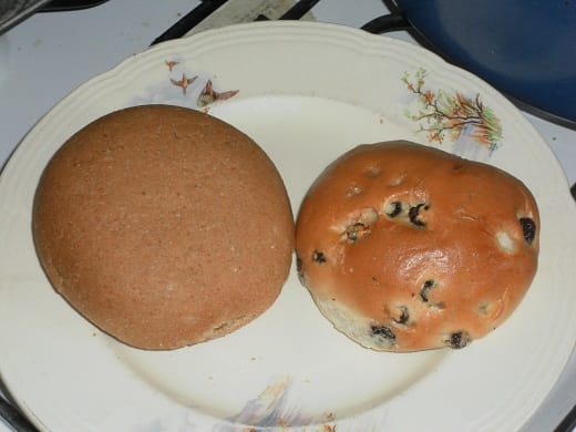 In Lancashire, if you want the item on the right ask for a currant teacake. If you ask for a teacake, you'll get the item on the left
