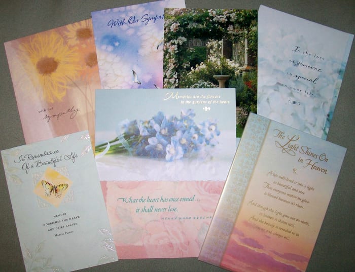 Handwritten sympathy cards are meaningful to the recipient for many years to come. These are some of the many cards I received when my mother passed away in 2005. Source: Sharyn's Slant