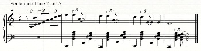 A sightly more complex tune using the same pentatonic scale but based around the note A
