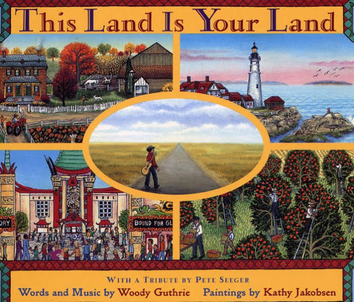 This picture book has fabulous illustrations for the words by Woody Guthrie. I've used this book over and over. Buy new or used.